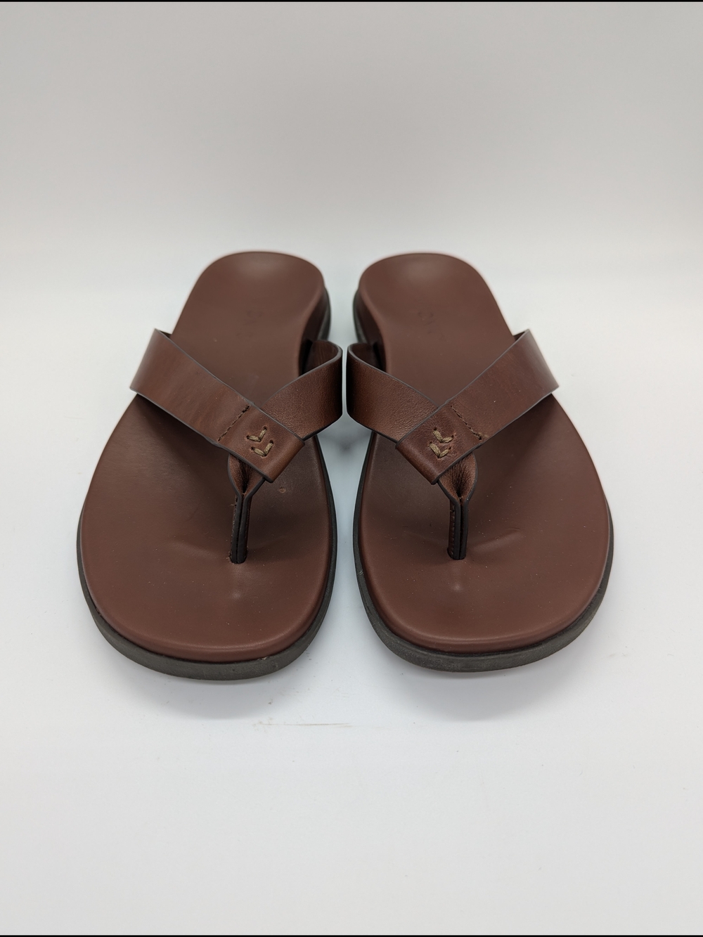 Vionic Elijah Men Brown Leather Supportive Flip Flop Sandals 10 Orthotic Comfort